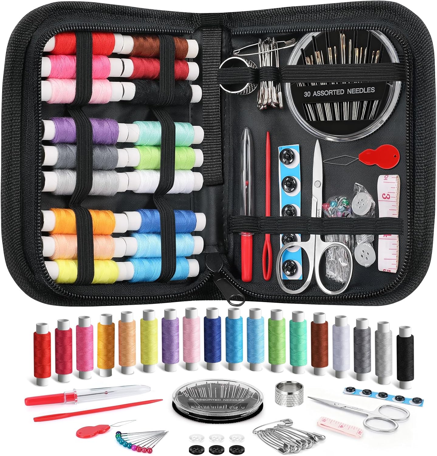 Coquimbo Sewing Kit for Adults College Dorm Essentials. Portable Sewing Supplies Accessories Contains Thread. Needles. Scissors. Gifts for Mom Grandma Women Wife Teen Girls Beginner Traveler (Black)