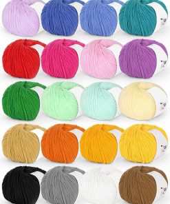 Katech 20 Skeins Cotton Yarn for Crocheting-55% Cotton 45% Acrylic-#3 DK (Light)-Super Soft Milk Cotton Yarn-Great Crochet and Knitting Starter Kit for Colorful Craft(Color A)
