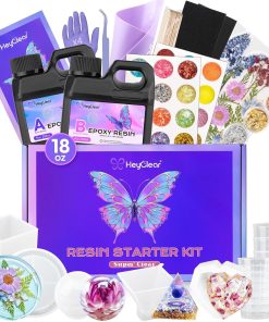HeyClear Epoxy Resin Kit with Molds for Beginners -18 oz Super Clear and Hard Resina Complete Craft Supplies Set for Starter Casting Arts Crafts for Adults. DIY Creation Gifts